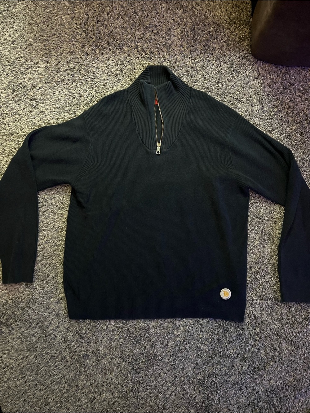 Vintage 90’s Tommy Hilfiger Black Half-Zip Ribbed Sweater